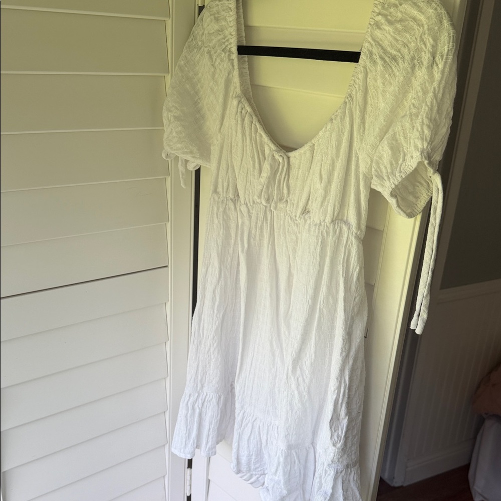 Cotton Candy LA White Puff Sleeve Mini Dress